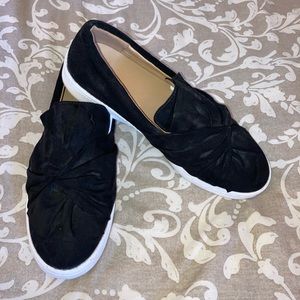 Black suede fashion sneakers. Size 9.